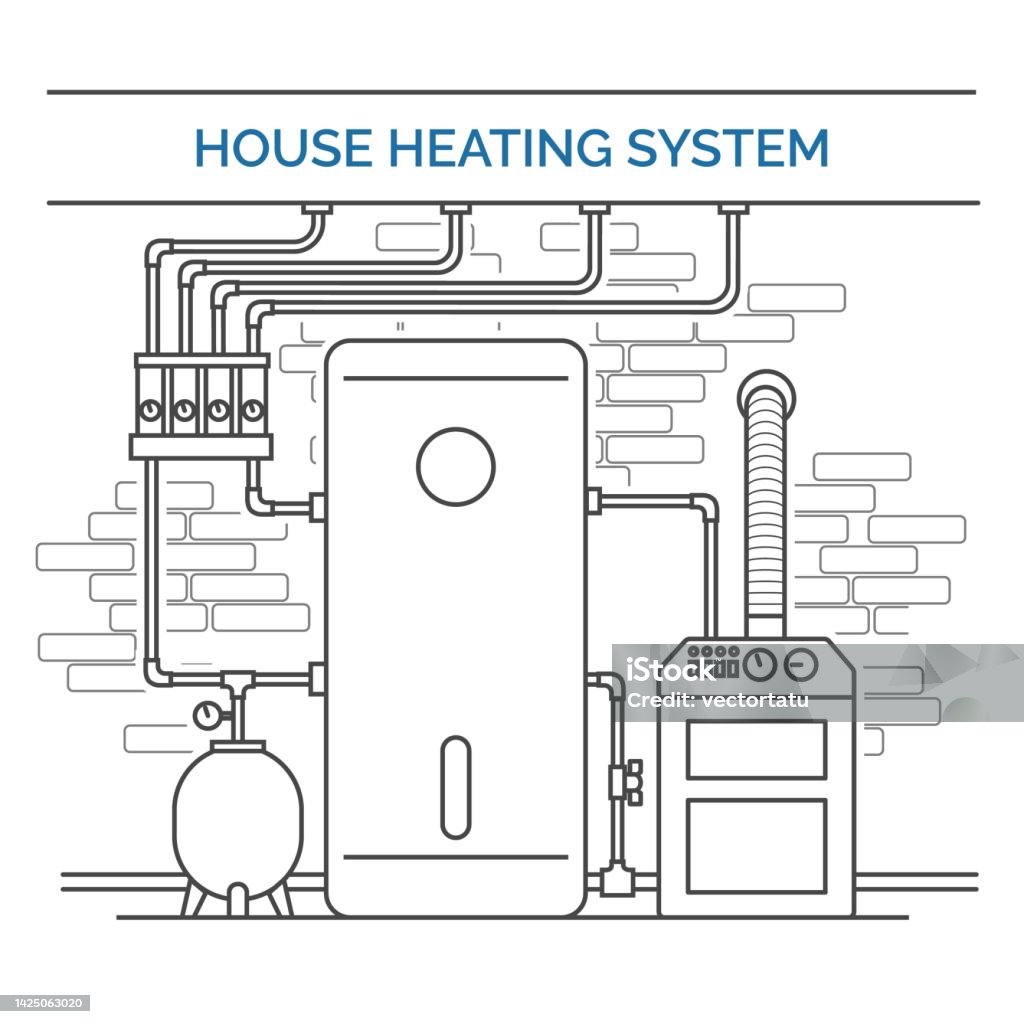 Layout Drawings Heating System House Heating System Stock Illustration - Download Image Now - Furnace ...