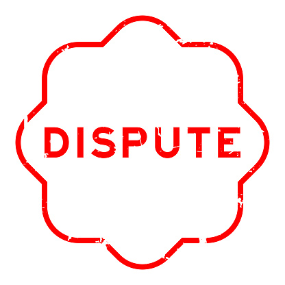 Grunge red dispute word rubber seal stamp on white background