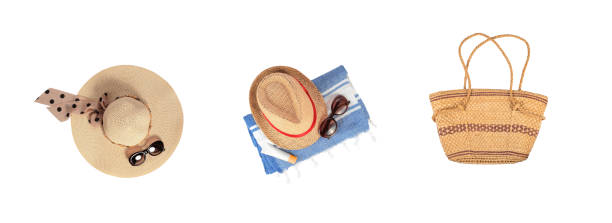 istock Summer Set with Straw Hats, Bag and Sunglasses. 1425078743