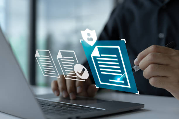 istock Smart Contract. Data Protection and Privacy Policy Concept: A Man Signing a Digital Signature on an Online Business Contract 1425081221