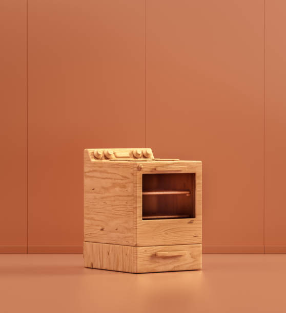 istock Wooden oven in single color interior room, 3d Rendering 1425081810
