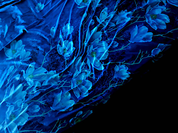 istock Wavy Blue White Floral Bed Sheet 1425082414