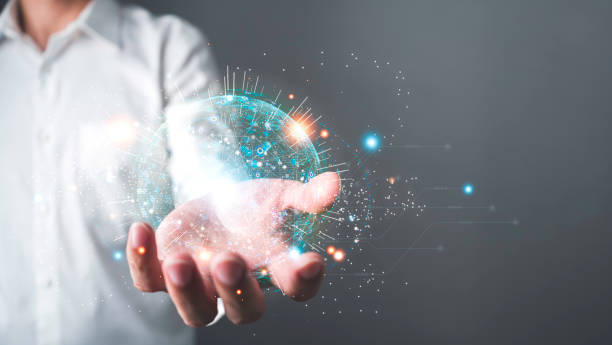 istock Businessman holding global network connection. Big data analytics and business intelligence concept. 1425084514