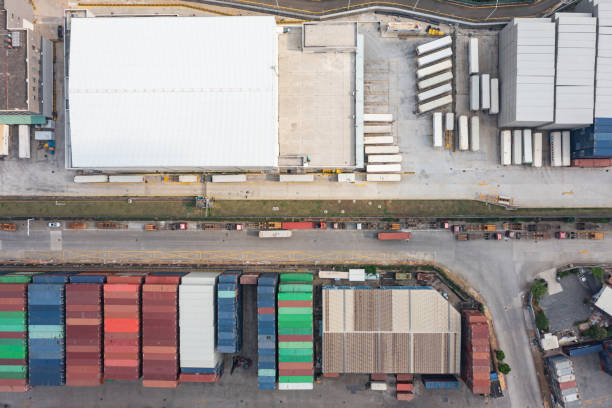 istock Aerial view of container yard in logistics park 1425087113