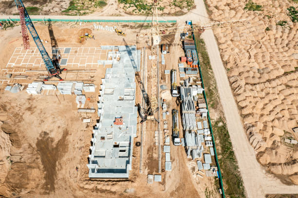 istock foundation for new apartment building under construction. aerial top view from flying drone. 1425088729