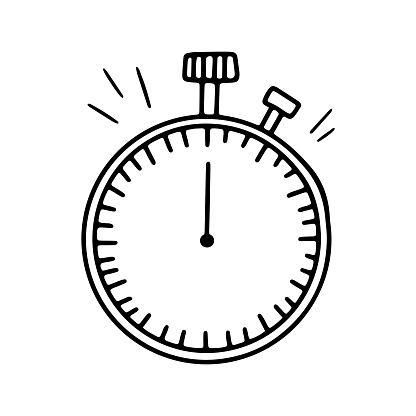 istock Hand drawn stopwatch timer. Stopwatch quick delivery speed concept, express and urgent services. Vector doodle isolated on white 1425092078