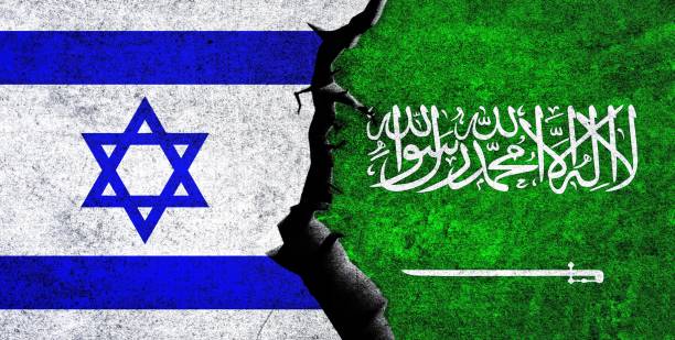 サウジアラビアとイスラエルが一緒に旗を掲げる - israel点のイラスト素材／クリップアート素材／マンガ素材／アイコン素材