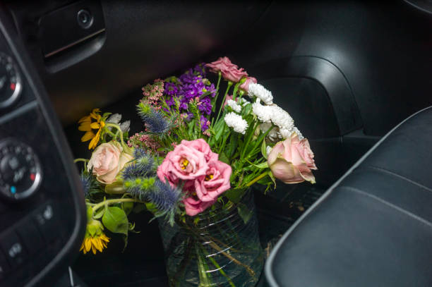 istock bouquet on a car floor 1425093581