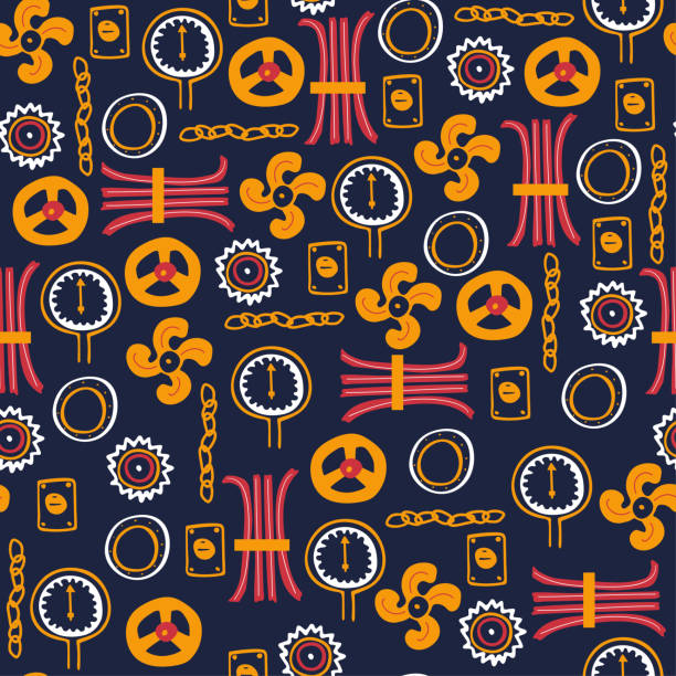 Childish technology pattern Seamless childish pattern with different equipment. Technology vector illustration for wallpaper, wrapping paper, surface design ventilator background stock illustrations