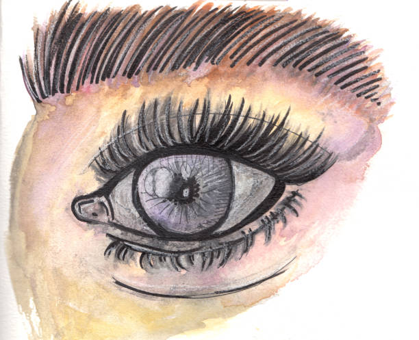 istock Hand drawn woman eye. Watercolor painting. Doodle illustration, 1425103499