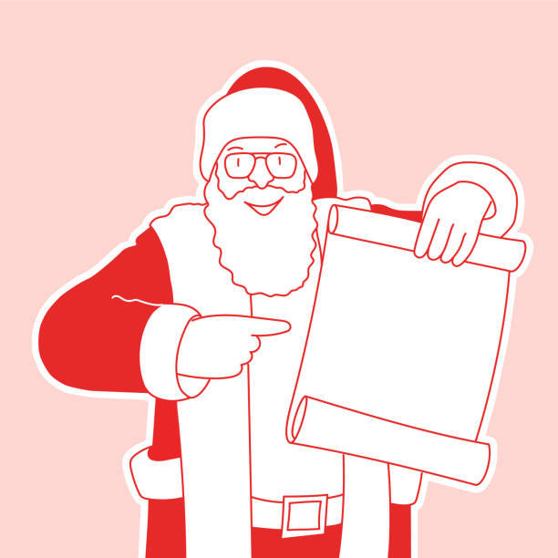 illustrations, cliparts, dessins animés et icônes de père noël avec affiche. style rétro. - santas sack