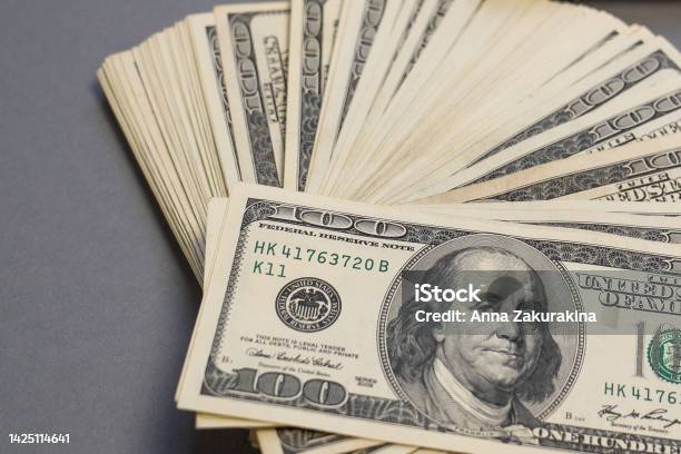 Close Up Of A Pile Of Banknotes American Dollar Stack Pack Of Money Rich Luxury Spending Money In Crisis Benchmark Currency Most Used In Transactions Across The World Corruption Millionaire Stock Photo - Download Image Now