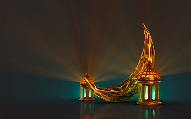 istock golden moon and lantern icon with dark background 3d render concept 1425116812