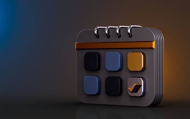 istock calendar with check mark icon on dark background 3d render concept for 1425116886