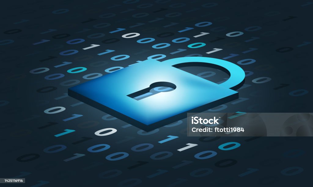 Background With Binary Code Global Security System Stock Illustration ...