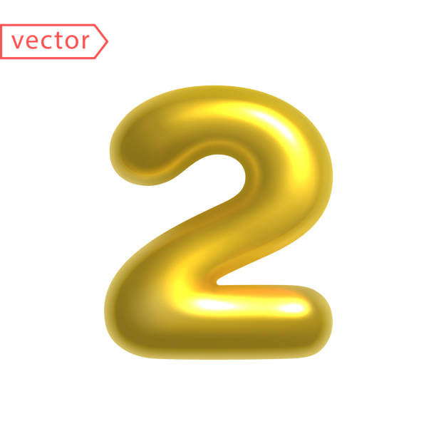 istock Number 2. Number Two Sign Gold color. Realistic Golden Shiny 3D Balloon. Object isolated on white background. 3D symbol vector illustration 1425117953