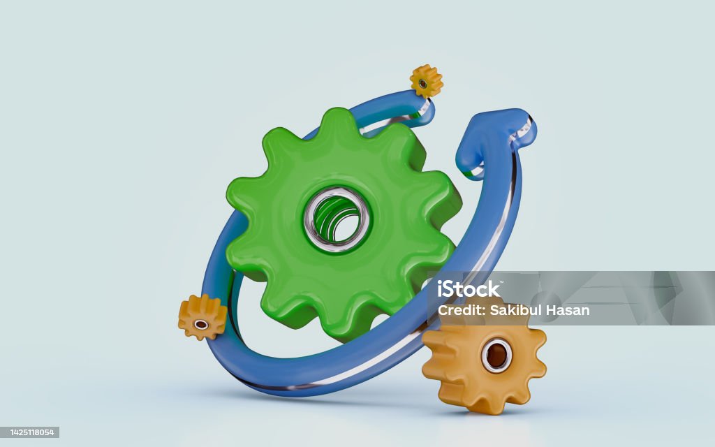 One Time Rotation Gear Gear Rotation Arrow Sign Repeat Configuration Setting Recovery System ...