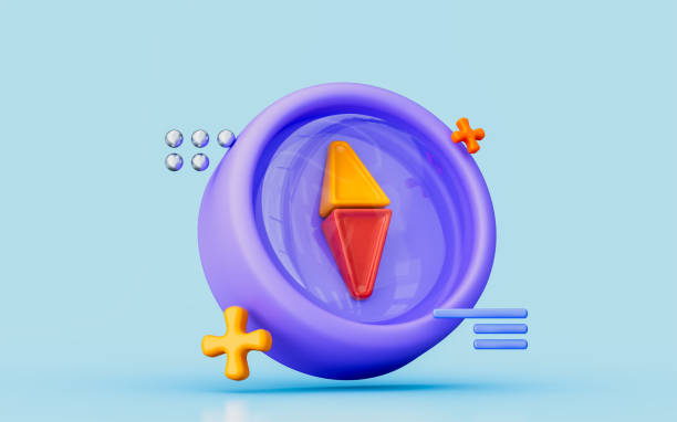 istock cartoon compass navigation direction icon 3d render with geometric sign 1425118199