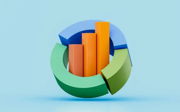 Photo of business graph chart analyze 3d illustration diagram data statistic report