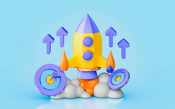 istock rocket up arrow with bulls eye 3d illustration business growth increase 1425118427