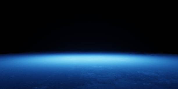 istock 3d rendering of empty glowing blue futuristic abstract dark background. Scene for advertising, showroom, technology, future, modern, sport, metaverse. Sci-Fi Illustration. product display 1425121273