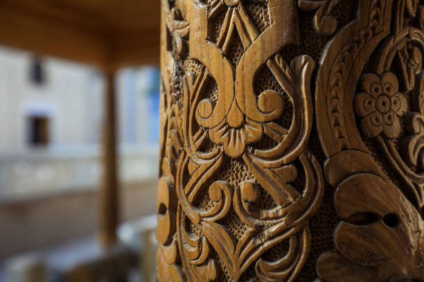 Khiva, Uzbekistan - May 12, 2022: Traditional Oriental Design Details in the Ancient Uzbek Architecture