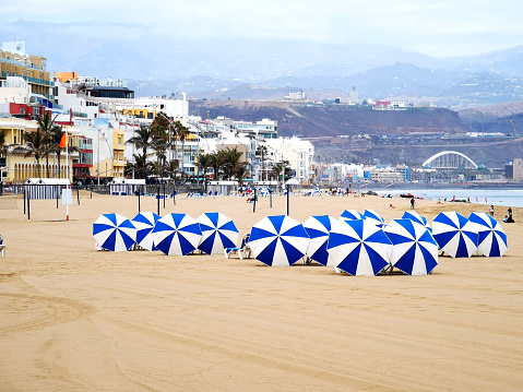 beach Umbrellas on las canteras beach  gran canaria