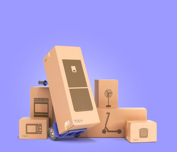 istock different appliance boxes set on ground 3d illustration on blue background 1425128393