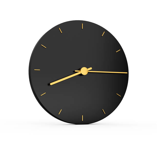 istock Premium Gold Clock icon isolated 8:15 o clock quarter past Eight on black icon background. Eight fifteen o'clock Time icon 3d illustration 1425128698