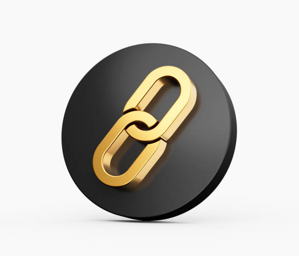 Chain icon on black background. Simple design element
