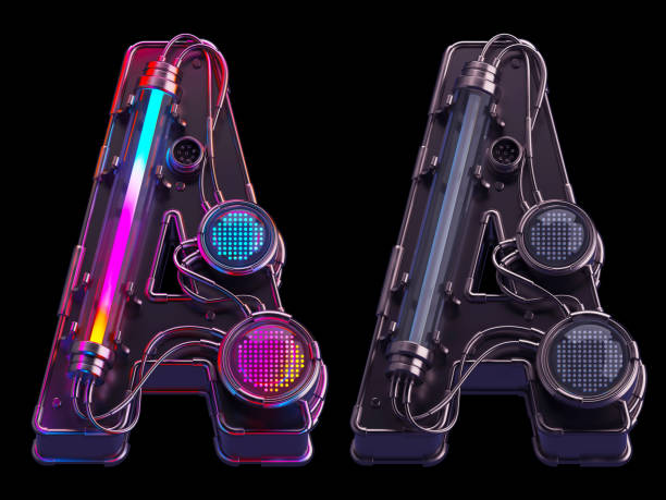 istock Futuristic font. Rgb light dots neon. Letter A 1425129649