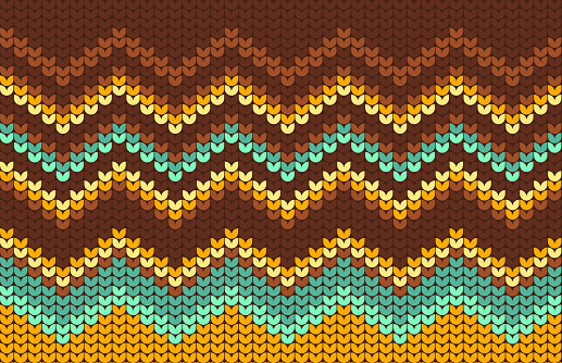 Seamless sewn knitted autumn fall pattern abstract sweater background design.