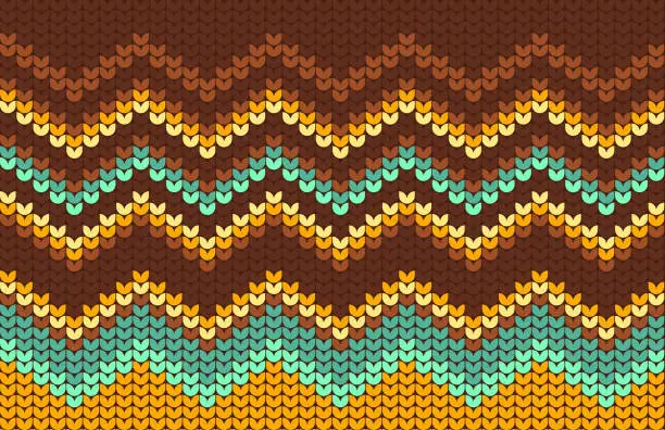 Vector illustration of Autumn Fall Festive Sewn Knitted Sweater Pattern Background Abstract
