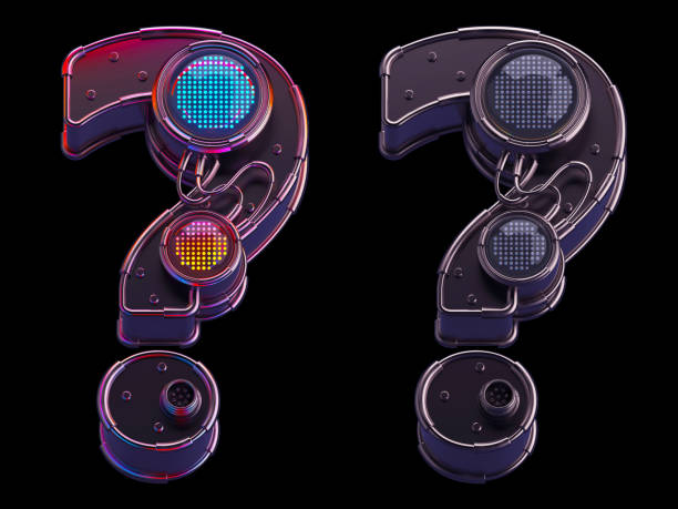 istock Futuristic font. Rgb light dots neon. Question symbol 1425131451