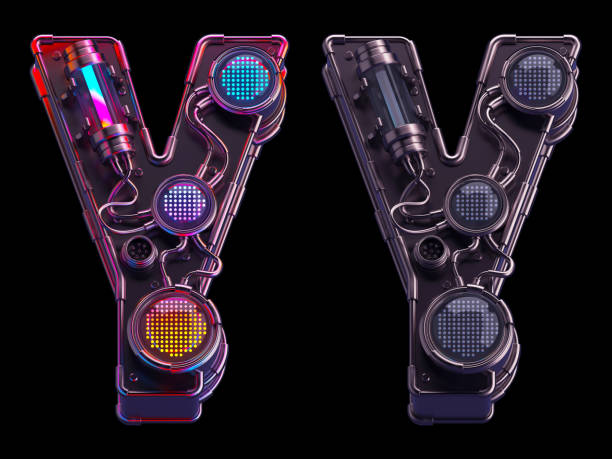 istock Futuristic font. Rgb light dots neon. Letter Y 1425131491