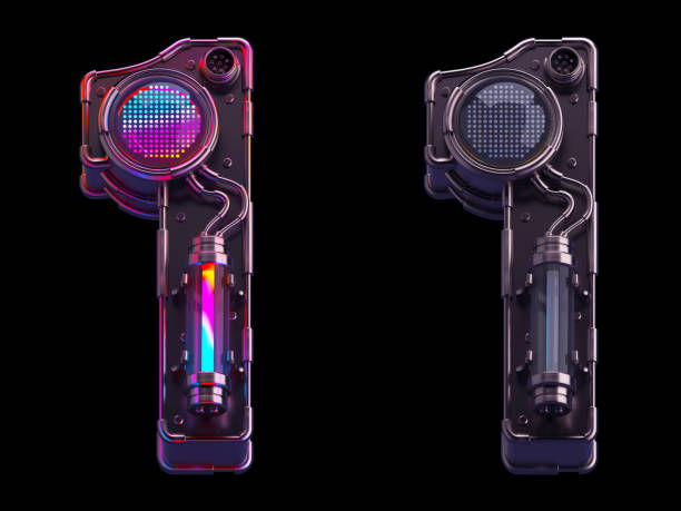 istock Futuristic font. Rgb light dots neon. Number 1 1425131753