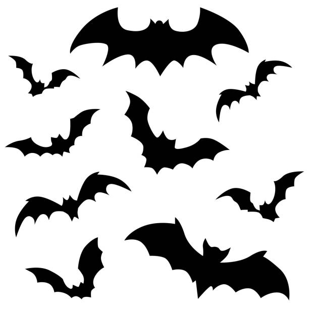 ilustrações, clipart, desenhos animados e ícones de conjunto de morcegos - morcego