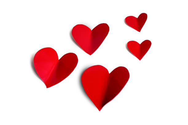 흰색 배경, 발렌타인 데이에 고립 된 빨간 심장 모양. - february valentines day heart shape love 뉴스 사진 이미지
