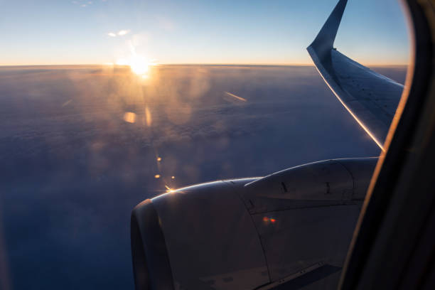 istock Airplane window view, air travel 1425135273