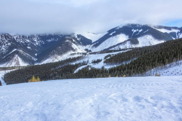istock Fog and Clouds in the Winter Mountains 1425135425