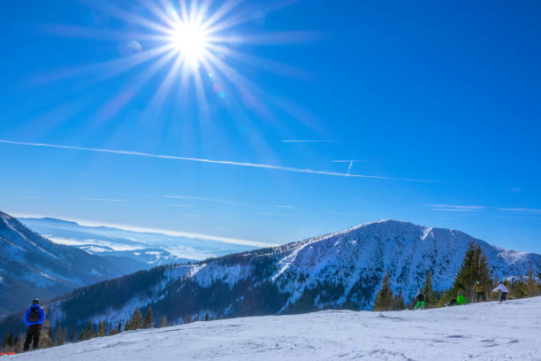 Ski trail at Orcieres located near Gap, Hautes-Alpes department, southern France.