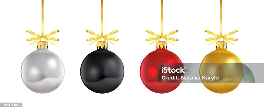Vetores de Bolas De Natal Vermelho Dourado Prata E Preto e mais imagens de  Bola de Árvore de Natal - Bola de Árvore de Natal, Cor Preta, Prateado -  iStock