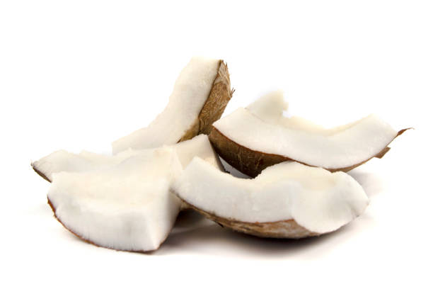 istock Pieces of coconut isolated on white background 1425139112