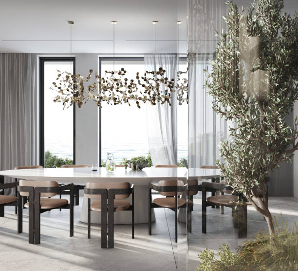 istock 3D rendering of a dining area in modern home 1425142489