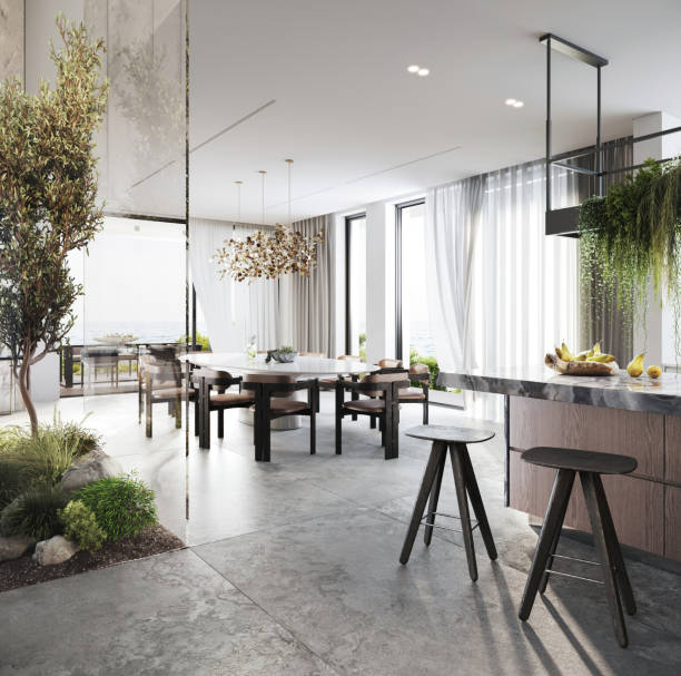 istock 3d renders of modern kitchen interior design 1425142619