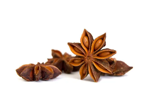 Star anise spice isolated on a white background
