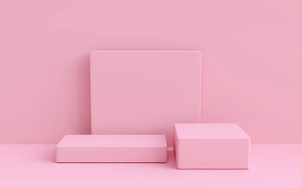 istock Platforms pastel. minimal scene with pink two podiums. 1425143379