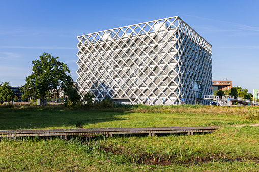 Wadi at Atlas building Campus Wageningen University has almost completely dried up as a result of the heat wave in the summer of 2022