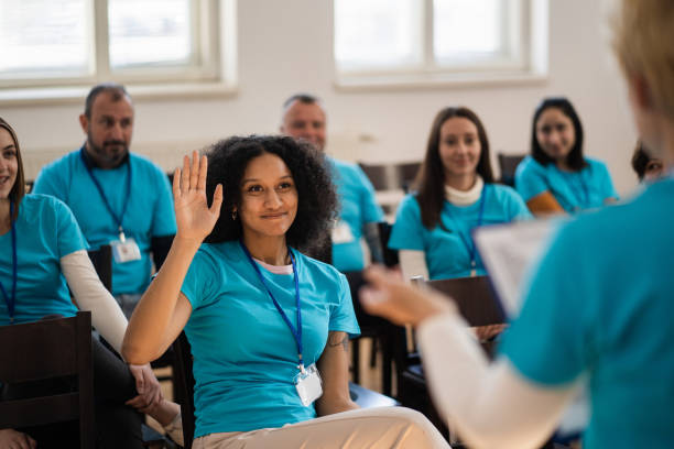 istock Listening and learning, a volunteer want to ask a question 1425147093