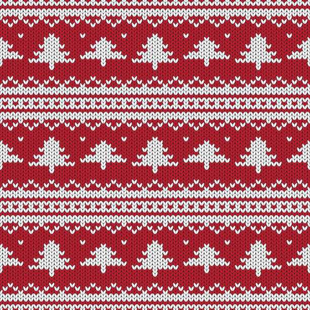 ilustrações, clipart, desenhos animados e ícones de textura de malha perfeita padrão de natal ilustração vetorial de fundo - wool scarf backgrounds knitting